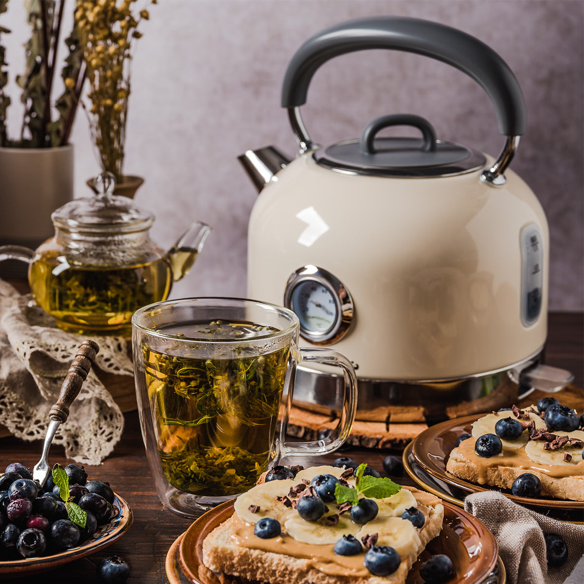 Retro czajnik elektryczny z termometrem Vintage Cuisine