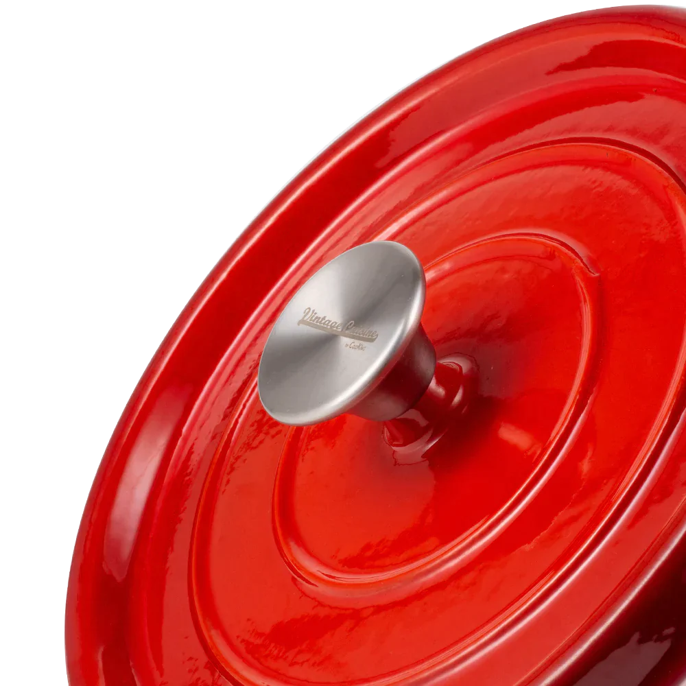 Zestaw kucharza: zestaw 7 noży kuchennych ze stojakiem i garnek żeliwny z pokrywką 4,3L Vintage Cuisine