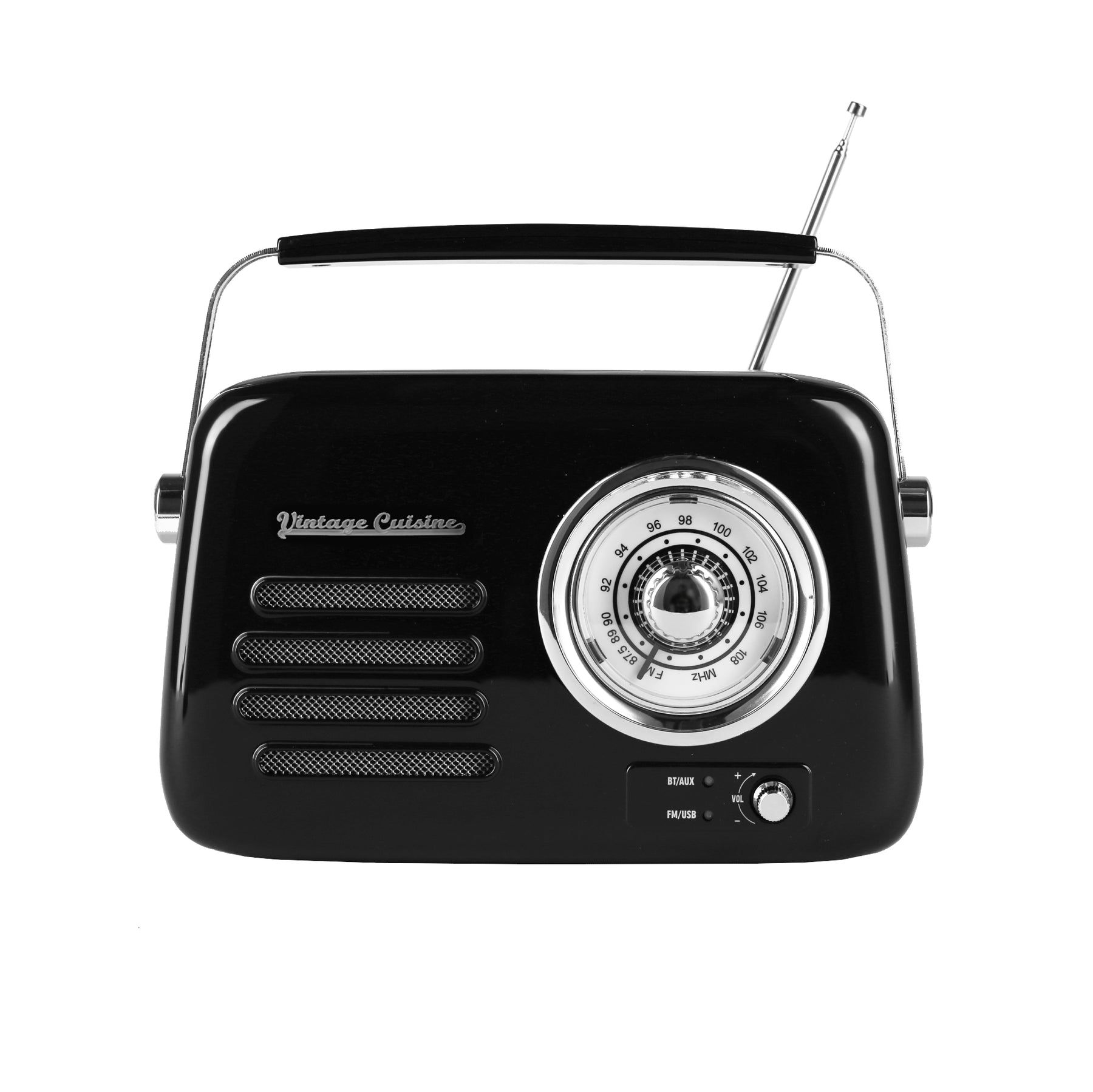 Zestaw melomana: retro radio chrom z głośnikiem bluetooth i retro czajnik elektryczny z termometrem Vintage Cuisine