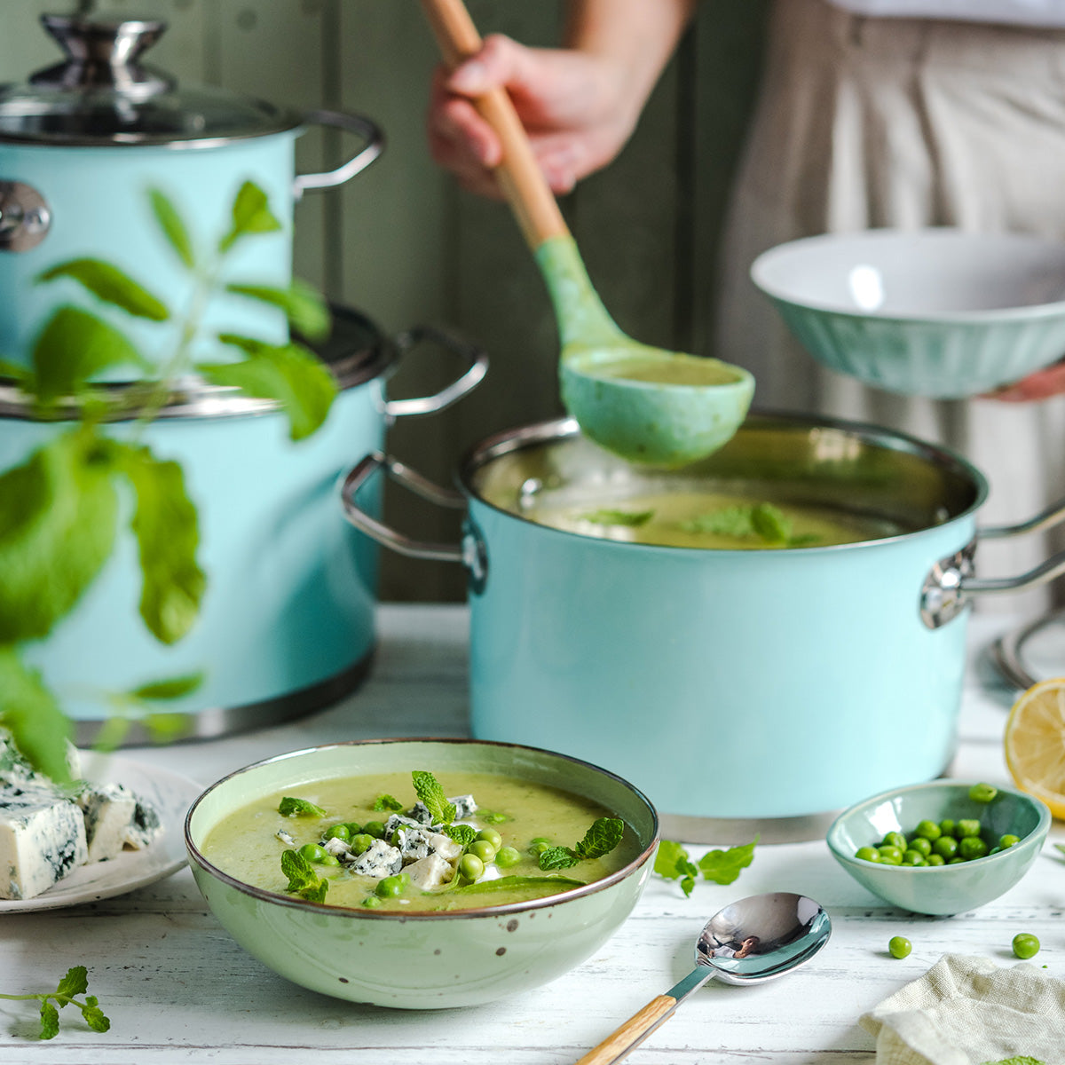 6-częściowy zestaw retro garnków ze stali nierdzewnej Vintage Cuisine