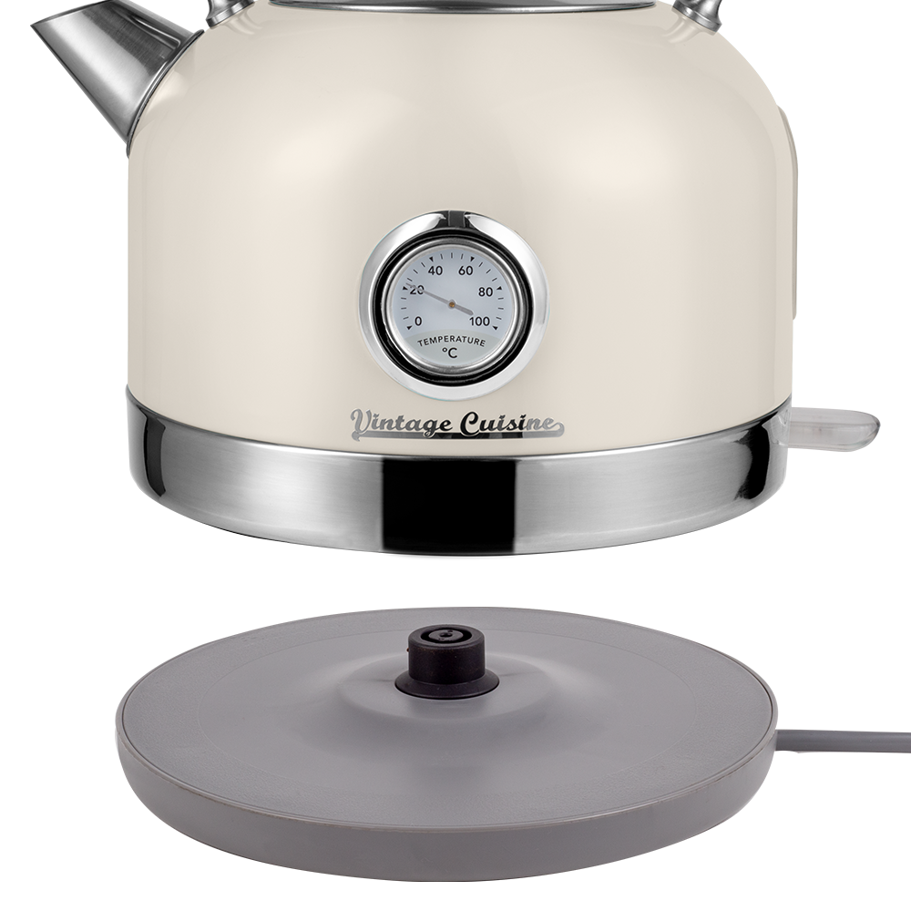 Zestaw melomana: retro radio chrom z głośnikiem bluetooth i retro czajnik elektryczny z termometrem Vintage Cuisine