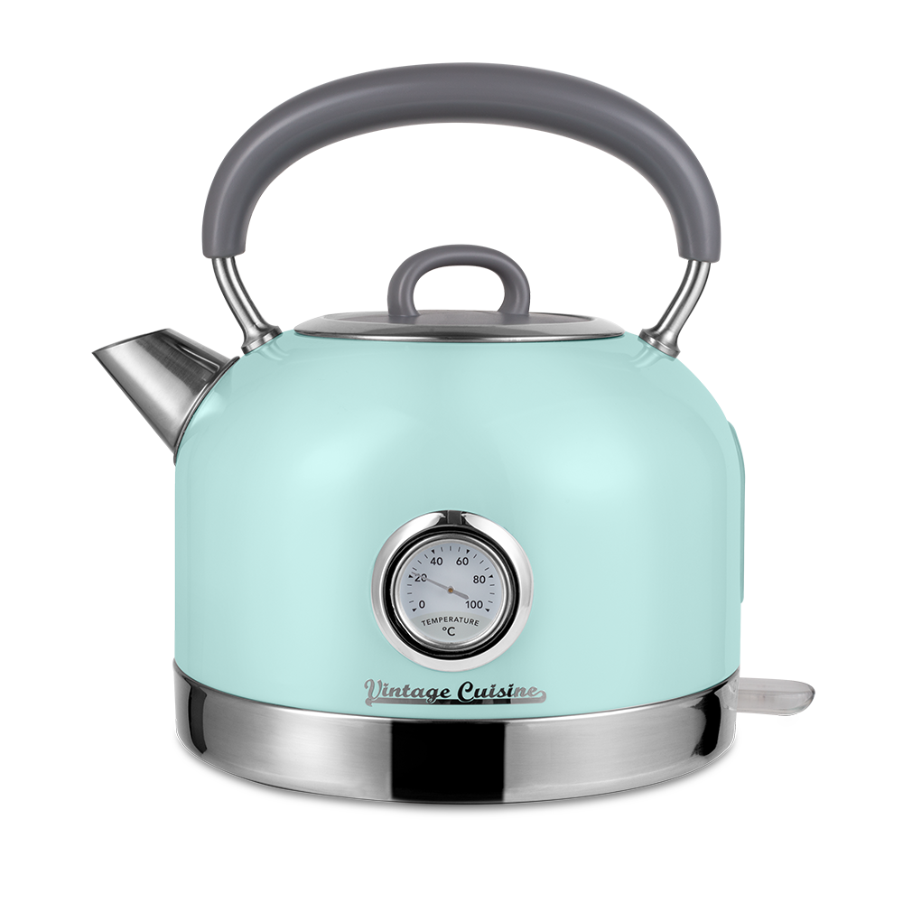 Zestaw melomana: retro radio chrom z głośnikiem bluetooth i retro czajnik elektryczny z termometrem Vintage Cuisine
