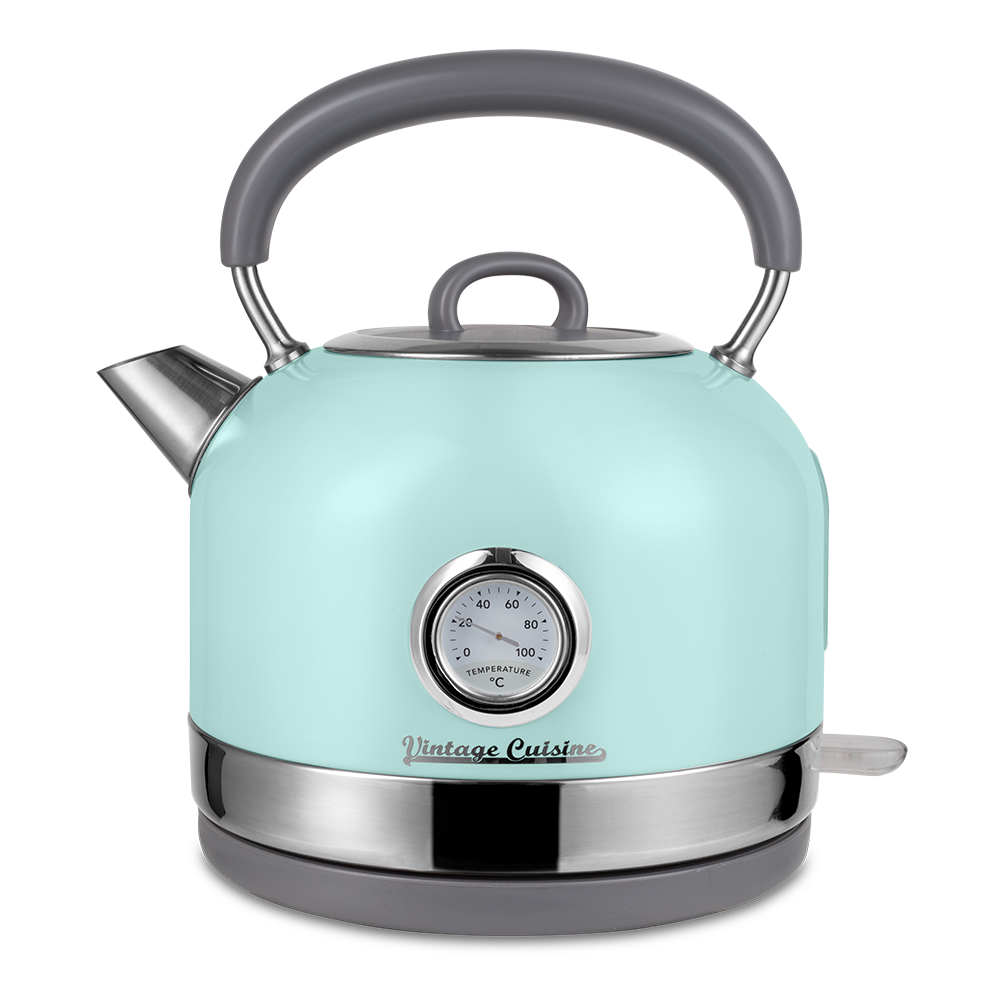 Zestaw melomana: retro radio chrom z głośnikiem bluetooth i retro czajnik elektryczny z termometrem Vintage Cuisine