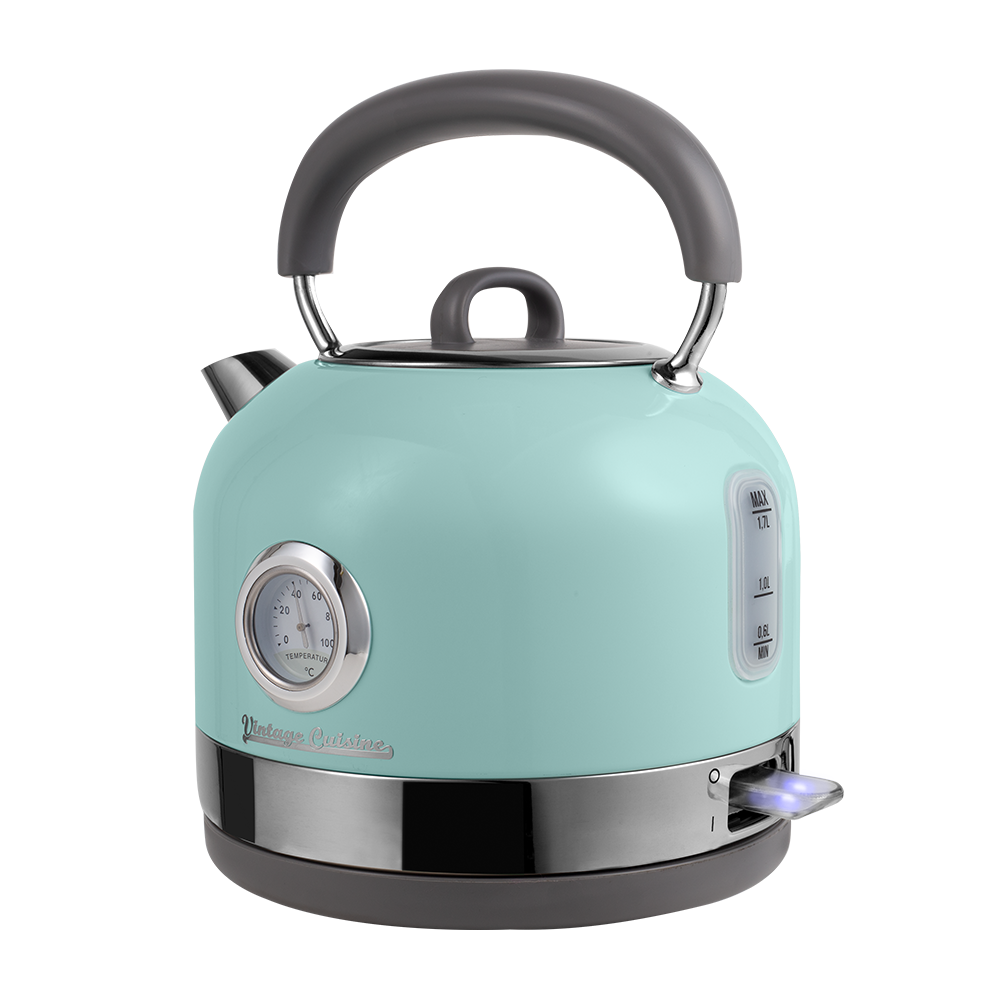 Zestaw melomana: retro radio chrom z głośnikiem bluetooth i retro czajnik elektryczny z termometrem Vintage Cuisine