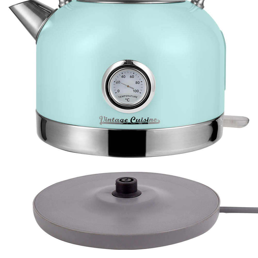 Zestaw melomana: retro radio chrom z głośnikiem bluetooth i retro czajnik elektryczny z termometrem Vintage Cuisine