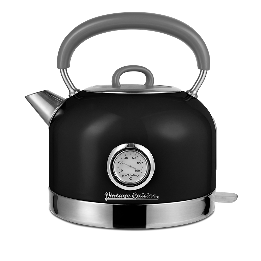 Zestaw melomana: retro radio chrom z głośnikiem bluetooth i retro czajnik elektryczny z termometrem Vintage Cuisine