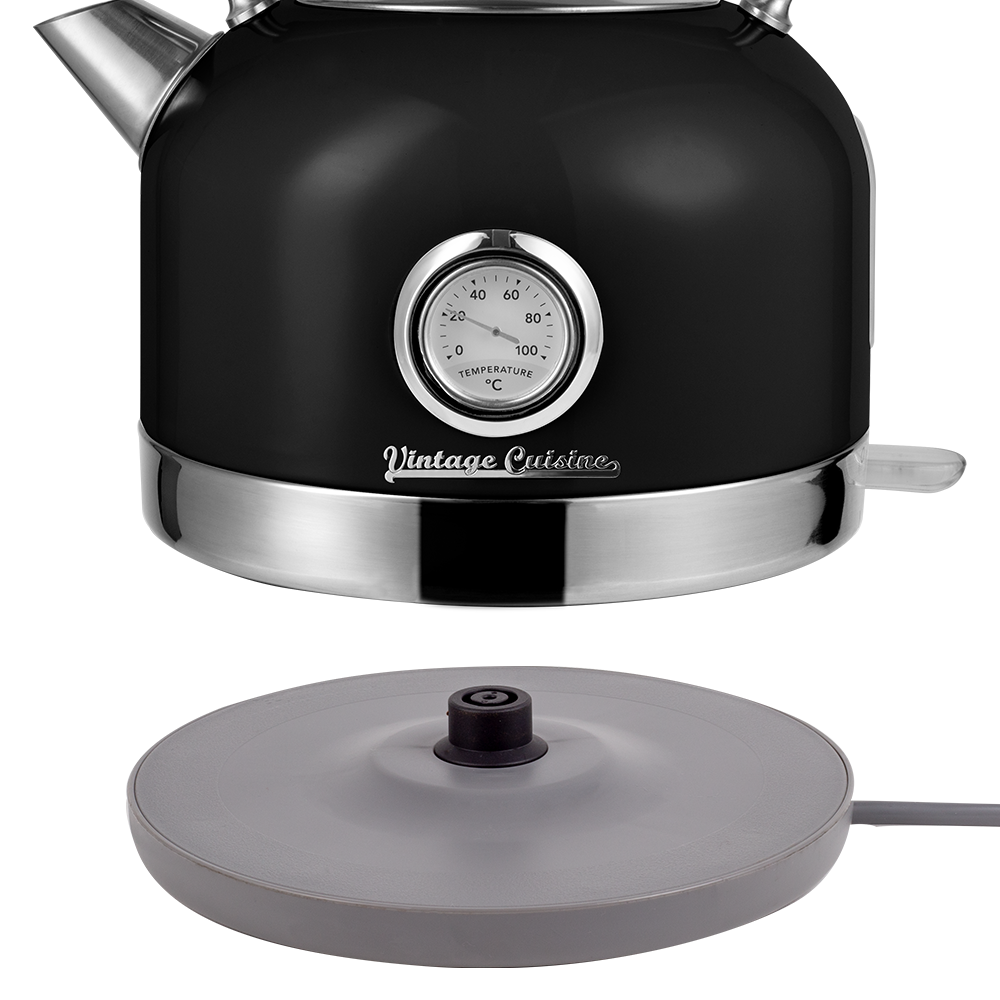 Zestaw melomana: retro radio chrom z głośnikiem bluetooth i retro czajnik elektryczny z termometrem Vintage Cuisine