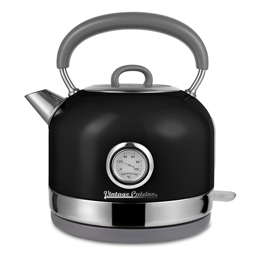 Zestaw melomana: retro radio chrom z głośnikiem bluetooth i retro czajnik elektryczny z termometrem Vintage Cuisine