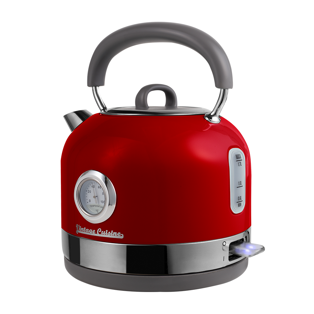 Zestaw melomana: retro radio chrom z głośnikiem bluetooth i retro czajnik elektryczny z termometrem Vintage Cuisine