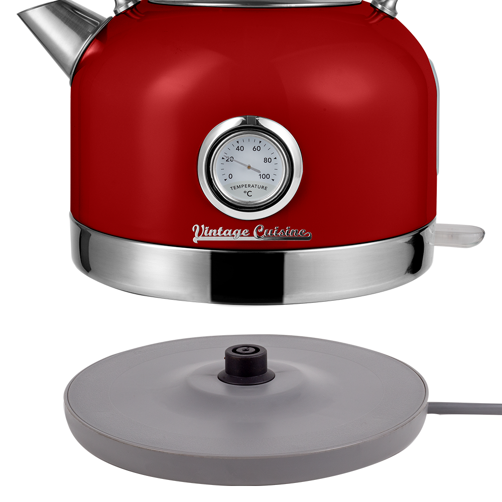 Zestaw melomana: retro radio chrom z głośnikiem bluetooth i retro czajnik elektryczny z termometrem Vintage Cuisine