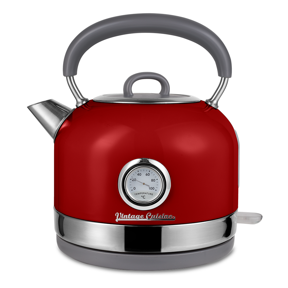 Zestaw melomana: retro radio chrom z głośnikiem bluetooth i retro czajnik elektryczny z termometrem Vintage Cuisine