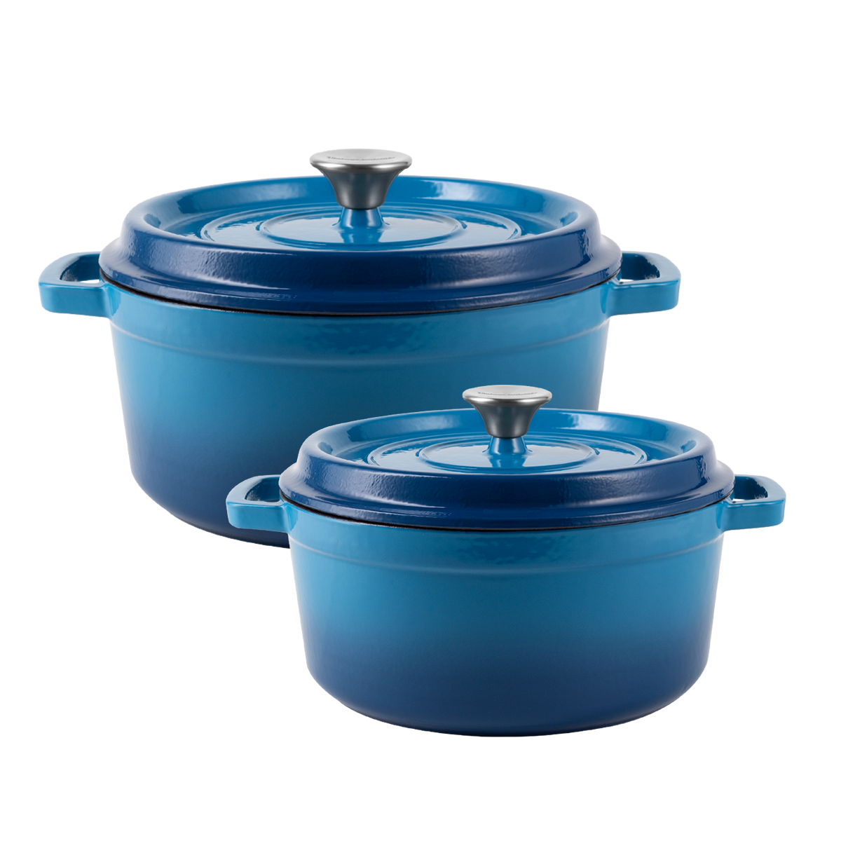 Zestaw garnek żeliwny z pokrywką 4,3L i 2,2L Ombre Vintage Cuisine