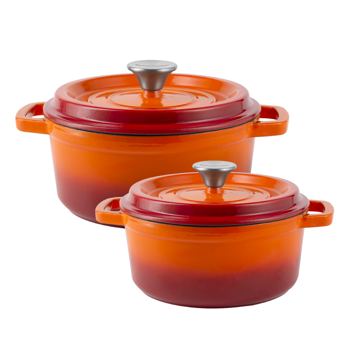 Zestaw garnek żeliwny z pokrywką 4,3L i 2,2L Ombre Vintage Cuisine