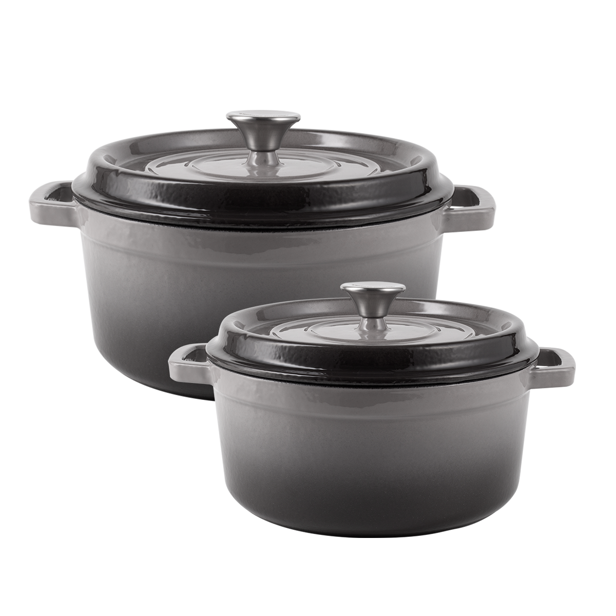 Zestaw garnek żeliwny z pokrywką 4,3L i 2,2L Ombre Vintage Cuisine