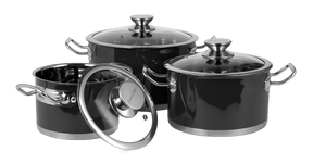 6 piece set of retro stainless steel pots by Vintage Cuisine