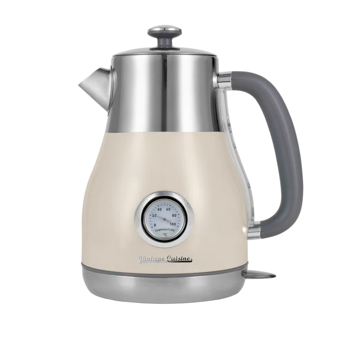 Retro electric kettle with thermometer