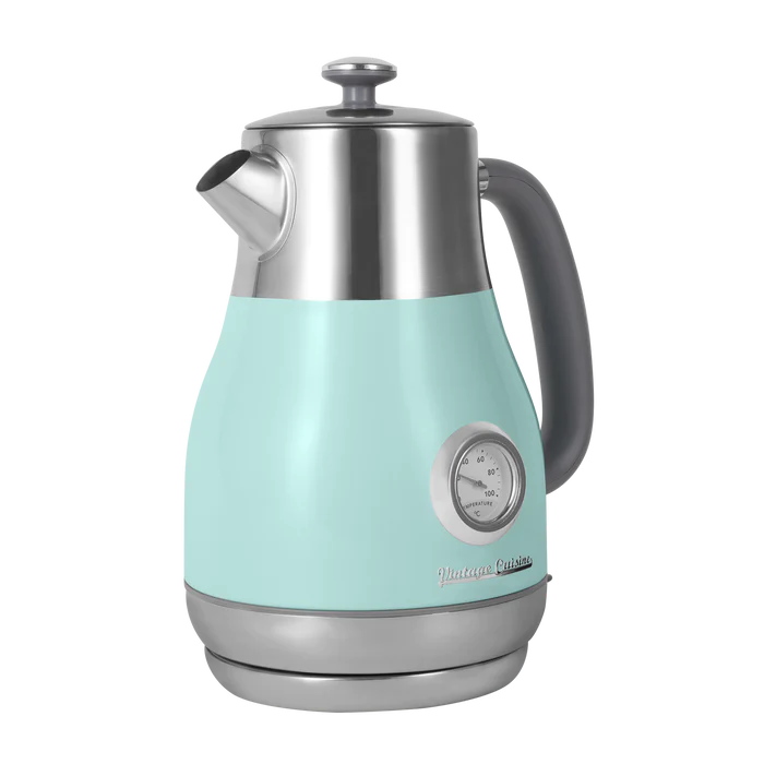 Retro electric kettle with thermometer slim