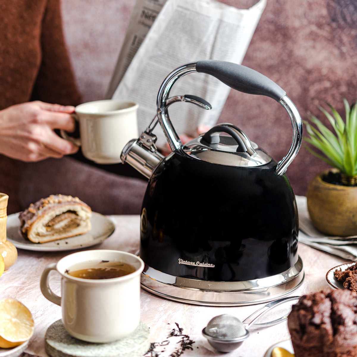 Traditional retro kettle with whistle Vintage Cuisine