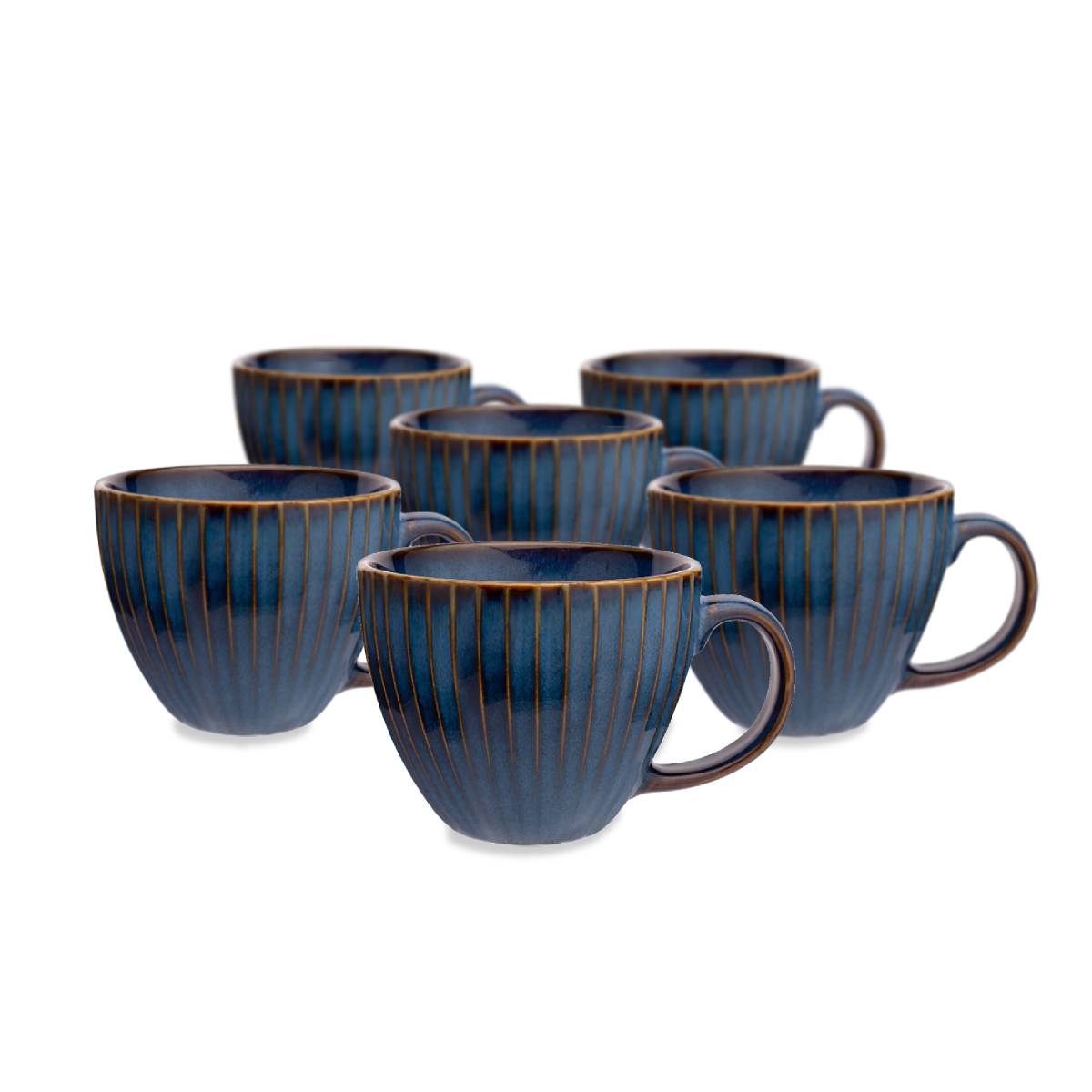 Zestaw filiżanek porcelanowych New Bone China Reactive Stripes 450 ml (6 sztuk)