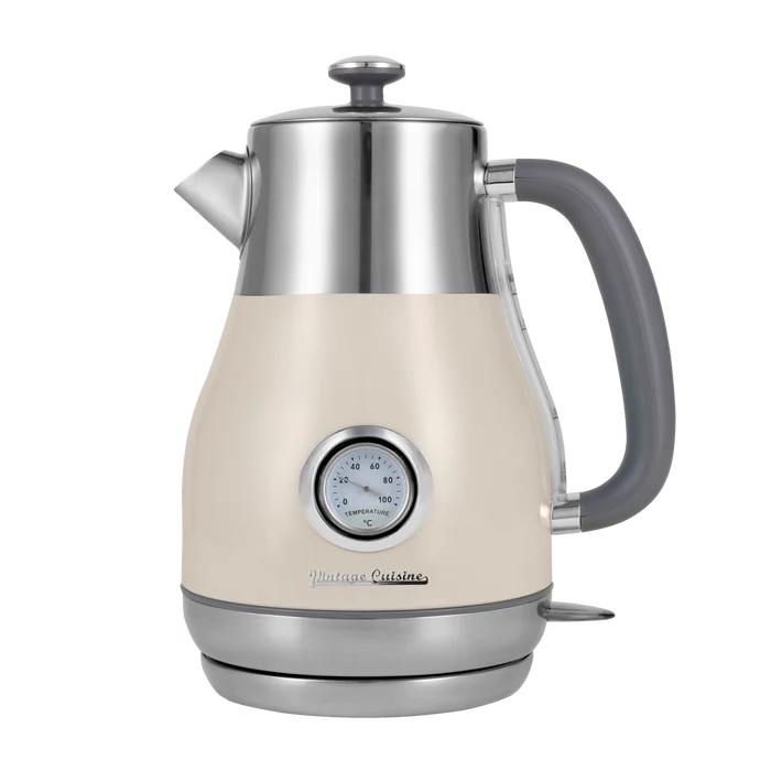 Retro electric kettle with thermometer